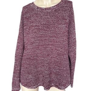 SO Burgundy/White Long Sleeve Marled Knit Pullover Sweater Size XXL